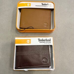 $180 2 Timberland Suede Leather Wallets Men’s Utility Monogram Embossed